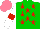 Silk - Green, red stars, white sleeves on red armbands, salmon cap