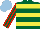 Silk - Dark green, yellow hoops, dark green and red stripes sleeves, light blue cap