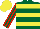 Silk - Dark green, yellow hoops, dark green and red stripes sleeves, yellow cap