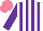 Silk - White, purple stripes, sleeves, salmon cap