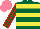 Silk - Dark green, yellow hoops, dark green and red stripes sleeves, salmon cap