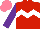Silk - Red, white chevron hoop, purple sleeves, salmon cap