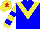 Silk - Blue body, yellow chevron, yellow arms, blue hooped, yellow cap, red star