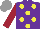 Silk - Purple, yellow spots, maroon sleeves, grey cap