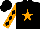 Silk - Black, orange star, orange sleeves, black diamonds