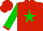 Silk - Red, green star, red cuffs on green sleeves