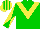 Silk - Green, yellow chevron, green arms, yellow diabolo, yellow cap, green stripes