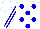 Silk - White, blue dots, white stripes on blue sleeves