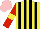 Silk - Yellow, black stripes, red sleeves, yellow armlets, pink cap