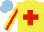 Silk - Yellow, red cross, stripe sleeves, light blue cap
