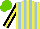 Silk - Yellow, lightblue stripes, black sleeves with yellow stripe, light green cap