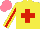 Silk - Yellow, red cross, stripe sleeves, salmon cap