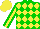 Silk - Green, yellow diamonds, yellow stripe on sleeves, yellow cap