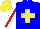 Silk - Blue, yellow cross, white sleeves, red stripe, yellow cap