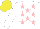 Silk - White, pink stars, yellow cap