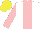 Silk - White, pink stripe, sleeves, yellow cap