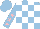 Silk - Light blue, white check, light blue sleeves with pink stars, light blue cap