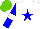 Silk - White, blue star, blue sleeves with white armbands, light green cap
