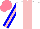 Silk - White, pink stripe, blue sleeves with pink stripe, salmon cap