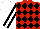 Silk - Red, black diamonds, black sleeves with white stripe, white cap