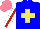 Silk - Blue, yellow cross, white sleeves with red stripe, salmon cap