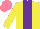 Silk - Yellow, purple stripe, salmon cap