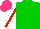 Silk - Green, white sleeves with red stripe, hot pink cap