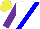 Silk - White, blue sash, purple sleeves, yellow cap