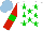 Silk - White, green stars, red sleeves with green armbands, light blue cap