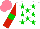 Silk - White, green stars, red sleeves with green armbands, salmon cap