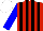 Silk - Red, black stripes, blue sleeves, white cap