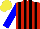 Silk - Red, black stripes, blue sleeves, yellow cap