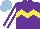 Silk - Purple, yellow chevron hoop, purple sleeves with white stripe, light blue cap
