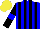 Silk - Blue, black stripes, black sleeves with blue armbands, yellow cap