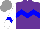 Silk - Purple, blue chevron hoop, white sleeves with blue chevron, grey cap