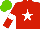 Silk - Red, white star, armbands, light green cap