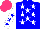 Silk - Blue, white stars, white sleeves with blue stars, hot pink cap