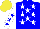 Silk - Blue, white stars, white sleeves with blue stars, yellow cap