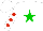 Silk - White, green star, red spots on sleeves,