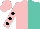 Silk - Pink and turquoise halved, black spots on sleeves