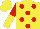 Silk - Yellow, red  dots, red and yellow halved sleeves
