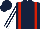 Silk - Dark blue, red braces, dark blue and white striped sleeves