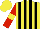 Silk - Yellow, black stripes, red sleeves with yellow armbands, yellow cap