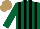 Silk - Dark green, black stripes,  light brown cap