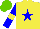 Silk - Yellow, blue star, sleeves with yellow armbands, light green cap