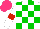 Silk - White, green checks, red armbands, hot pink cap