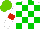 Silk - White, green checks, red armbands, light green cap