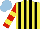 Silk - Yellow, black stripes, red and yellow hooped sleeves, light blue cap
