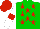 Silk - Green, red stars, white sleeves, red armlets, red cap