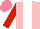 Silk - Pink, white stripe, red sleeves, salmon cap